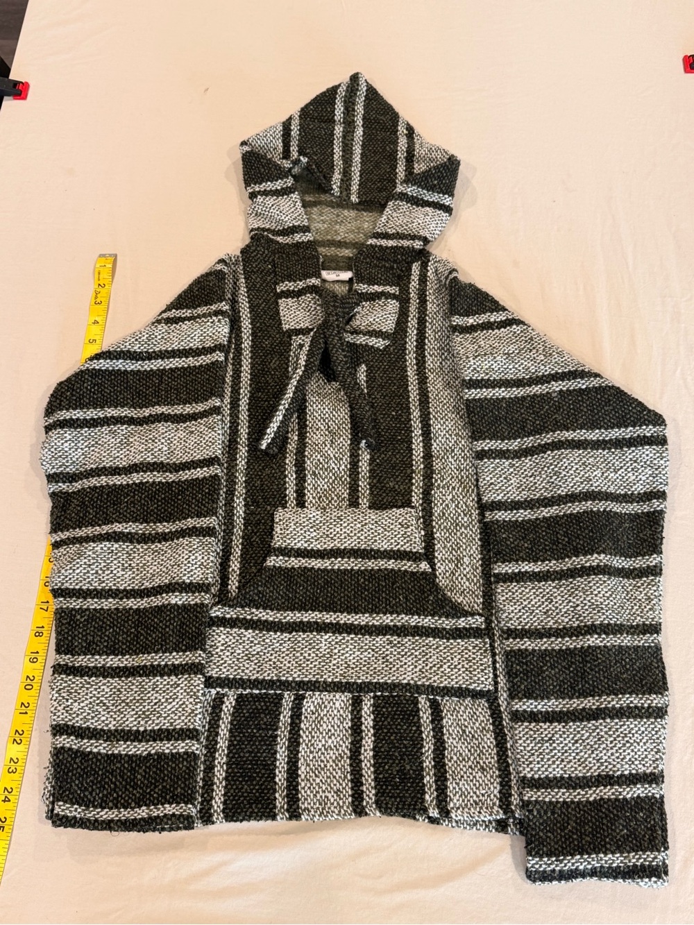 Men's Hooded Striped Pullover Sweater in Black and Gray